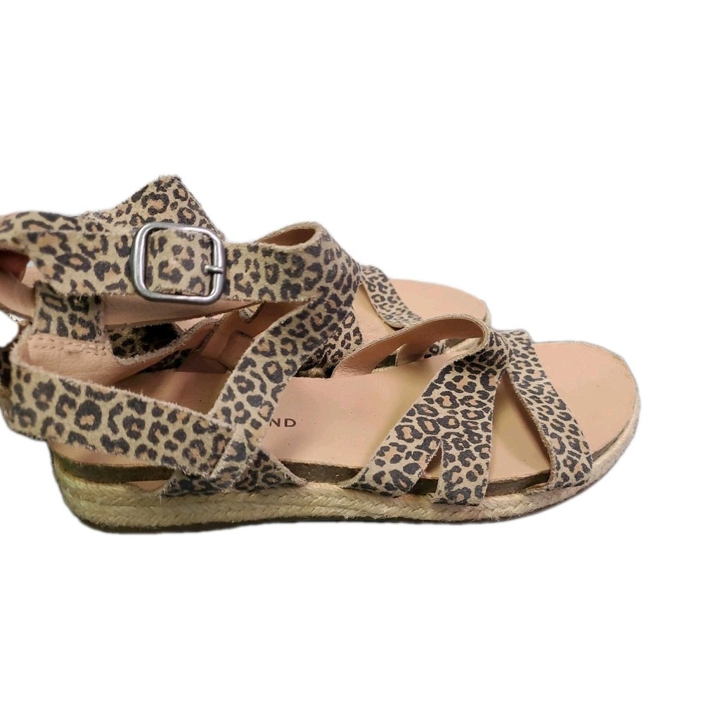 Lucky Brand Sandals Womens 7M Glaina Leopard Print Strappy Woven Heel Boho